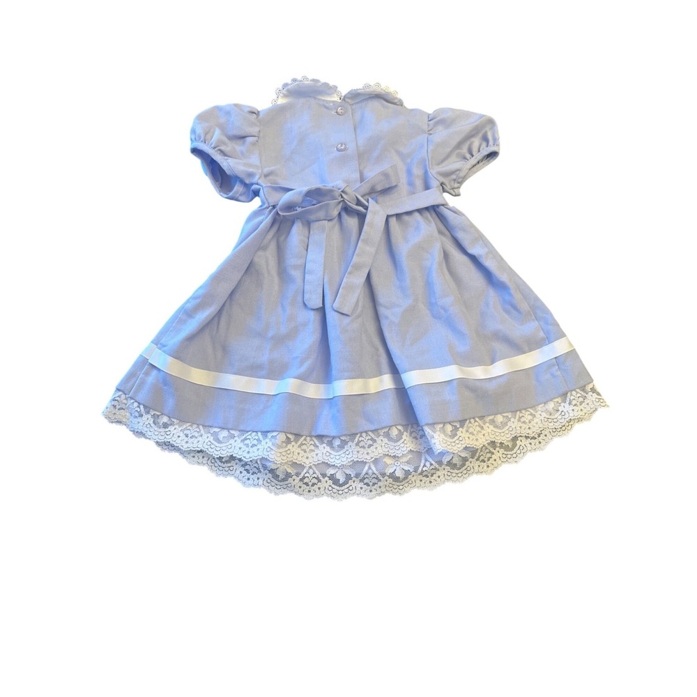 Vintage 90s Baby Girl Dress Bonnie Jean Button Accents Lace Trim Size 2T Sailor - Picture 4 of 6